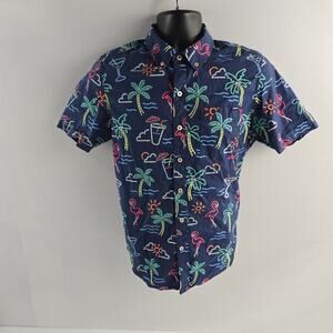 Chubbies Men’s Small Regular Fit Short Sleeve Button-Up Shirt Neon Tropical 6521
